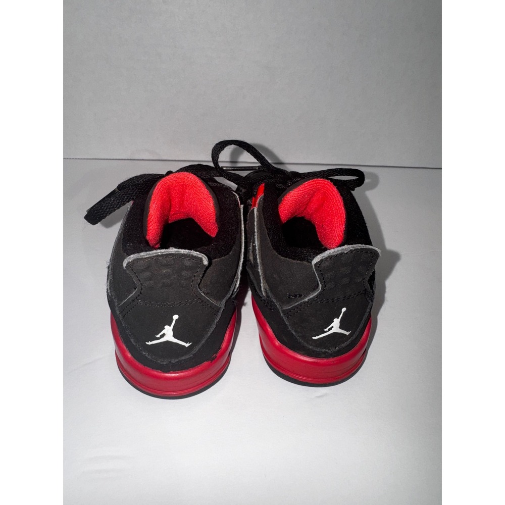 Nike Jordan 4 Retro Sneakers Black and Red Toddler Size 10 - Picture 4 of 6